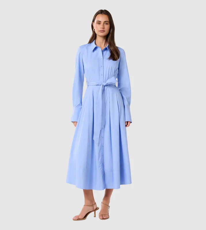 KALEY Long Sleeves Midi Shirt Dress